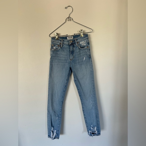 Agolde Sophie Crop in Outsider Denim Blue Jeans Distressed Size 23 - Picture 1 of 9